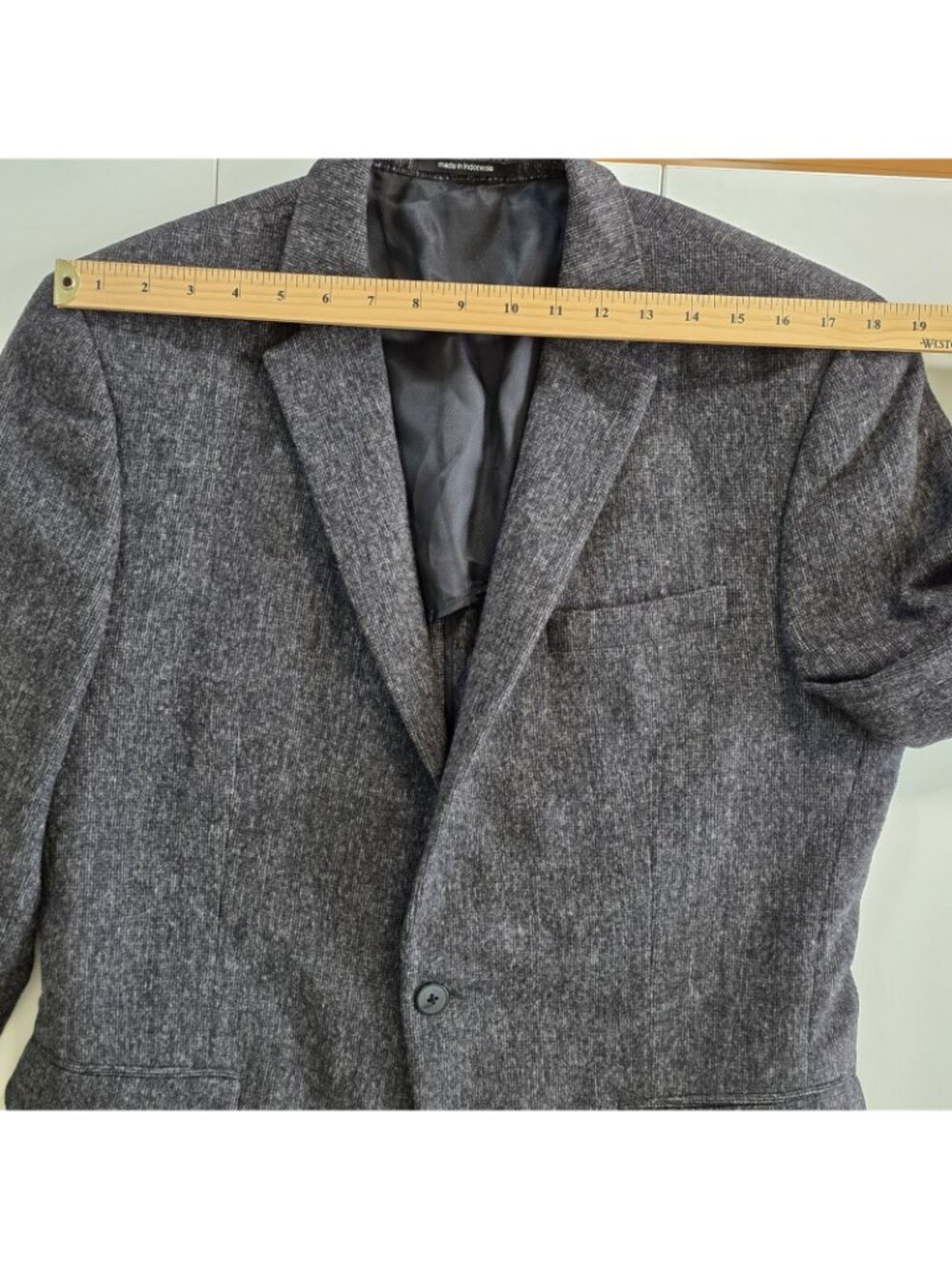 Bar III Slim Fit Blazer Men 42R Heathered Charcoal Gray Wool Textured Macys Edgy - Picture 4 of 16